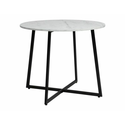 Стол обеденный SIGNAL LUNA белый мрамор/черный 90